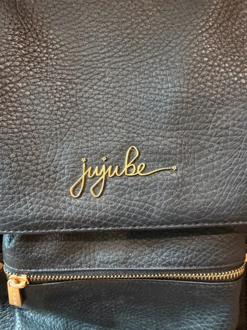 Ju-Ju-Be Black Pebbled Forever Backpack with Gold Hardware